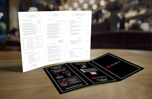 town tri-fold carry-out menu designed by jen elmore