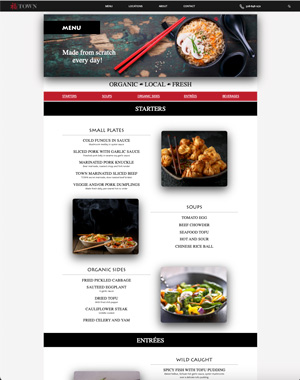 town menu webpage designed and created by jen elmore